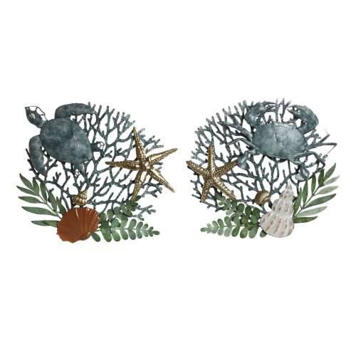 Zidni Ukras Home ESPRIT Plava zlatan Mediteran 55 x 4 x 48 cm (2 kom.) Cijena