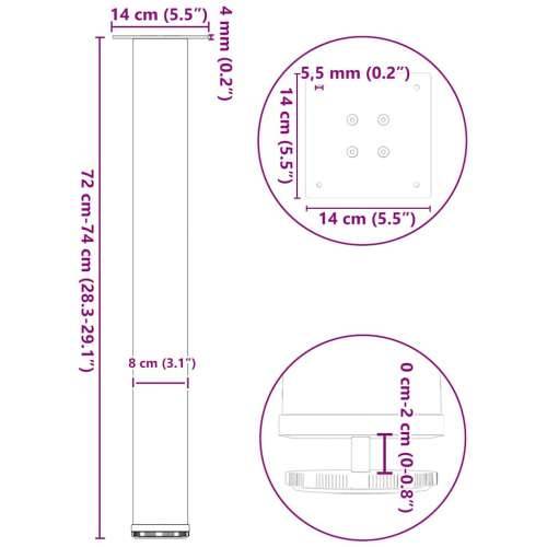 Noge za konzolni stol 4 kom. Prirodni čelik 72-74 cm Čelik - Prirodna 72-74 cm (80 mm) 1 Cijena