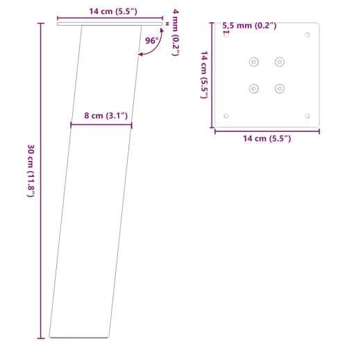 Noge za klub stolić 4 kom. Prirodni čelik 30 cm Čelik - Prirodna 30 cm (80 mm) 1 Cijena