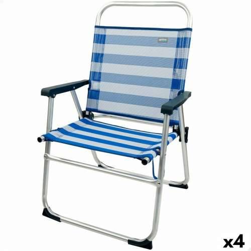 Stolica za za plažu Aktive Plava Bijela 48 x 88 x 50 cm Aluminij Sklopiv (4 kom.) Cijena