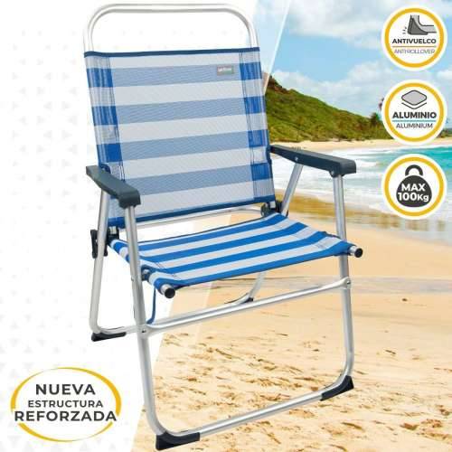 Stolica za za plažu Aktive Plava Bijela 48 x 88 x 50 cm Aluminij Sklopiv (4 kom.) Cijena