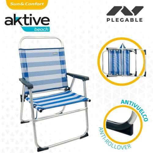 Stolica za za plažu Aktive Plava Bijela 48 x 88 x 50 cm Aluminij Sklopiv (4 kom.) Cijena
