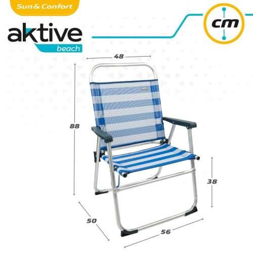 Stolica za za plažu Aktive Plava Bijela 48 x 88 x 50 cm Aluminij Sklopiv (4 kom.) Cijena