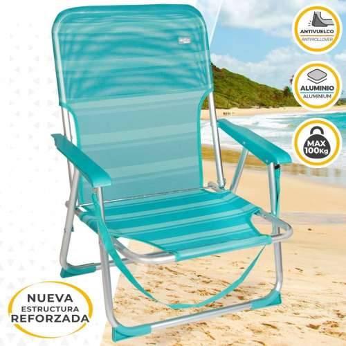Stolica za za plažu Aktive Turkizno 44 x 72 x 35 cm Aluminij Sklopiv (4 kom.) Cijena
