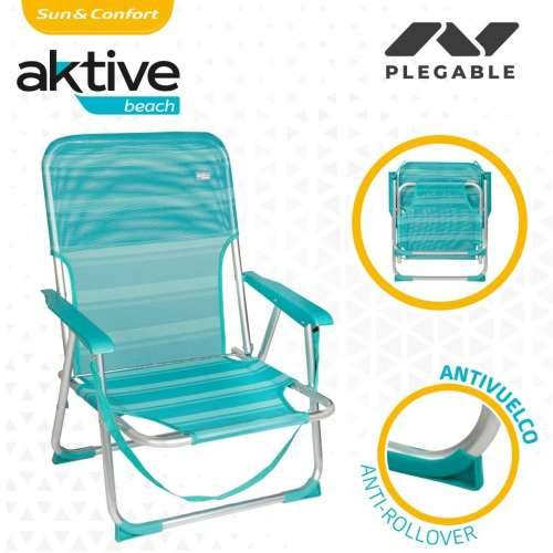 Stolica za za plažu Aktive Turkizno 44 x 72 x 35 cm Aluminij Sklopiv (4 kom.) Cijena