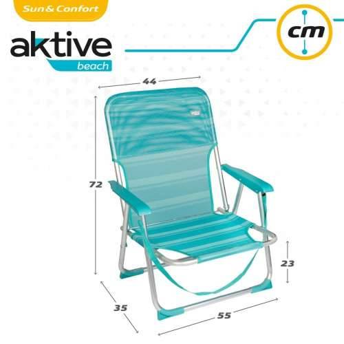 Stolica za za plažu Aktive Turkizno 44 x 72 x 35 cm Aluminij Sklopiv (4 kom.) Cijena