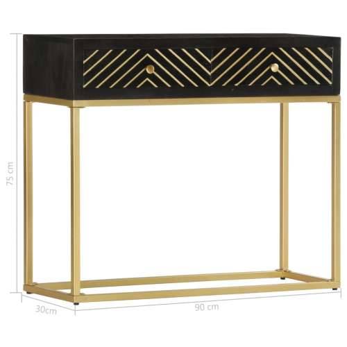 Konzolni stol crno-zlatni 90 x 30 x 75 cm masivno drvo manga Cijena