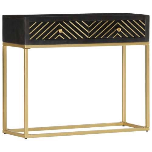 Konzolni stol crno-zlatni 90 x 30 x 75 cm masivno drvo manga Cijena