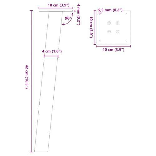 Noge za klub stolić 4 kom. Prirodni čelik 42 cm Čelik - Prirodna 42 cm (40 mm) 1 Cijena
