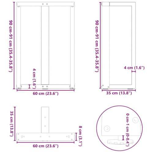 Noge za barski stol T-oblika 2 kom Bijele 60x35x(90-91) cm Čelik - Bijela 60 x 35 x (90-91) cm 1 Cijena