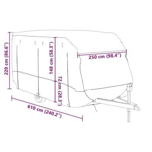 Navlaka za karavan siva 610x250x220 cm netkana tkanina - 610 x 250 x 220 cm 1 Cijena