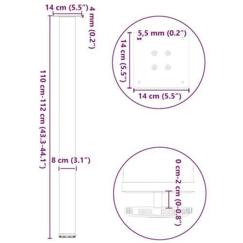 Noge za barski stol 4 kom Bijele 110-112 cm Čelične - Bijela 110-112 cm (80 mm) 1 Cijena
