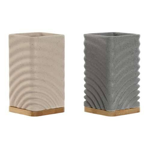 Držač četkica za zube Home ESPRIT Siva Krema Bambus Dolomite 7 x 7 x 12 cm (2 kom.) Cijena