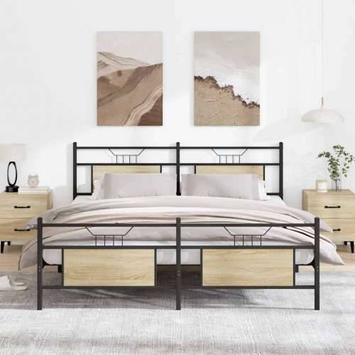 Metalni okvir kreveta bez madraca boja hrasta sonome 160x200 cm - sonoma hrast 160 x 200 cm s uzglavljem i podnožjem Cijena