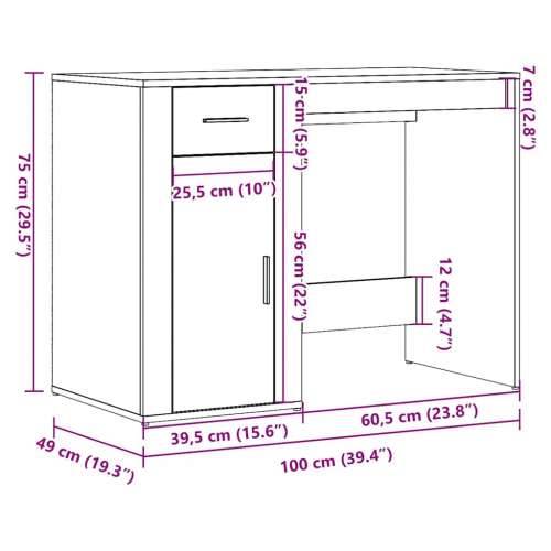 Stol Artisan hrast 100x49x75 cm konstruirano drvo - hrast artisan Cijena