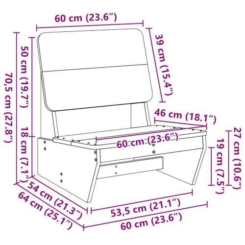 Vrtna stolica 60x64x70,5 cm puno drvo bor - Prirodna 1 Ne Masivna borovina Cijena