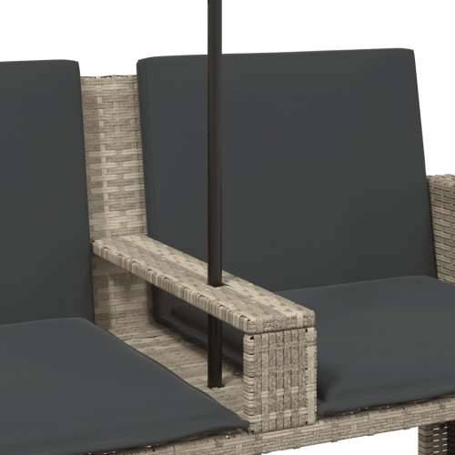 Vrtna sofa 2-sjed sa suncobranom i tabureima svijetlo sivi - Svjetlosiva 1 Cijena