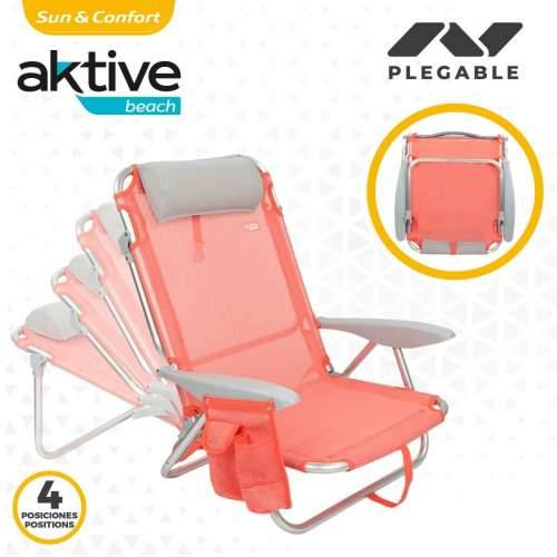 Sklopiva Stolica s Naslonom za Glavu Aktive Flamingo Koraljni 51 x 76 x 45 cm (2 kom.) Cijena