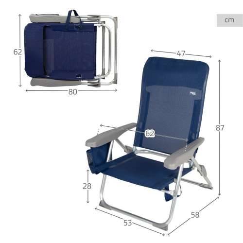 Stolica za za plažu Aktive Slim Sklopiv Mornarsko plava 47 x 87 x 58 cm (2 kom.) Cijena