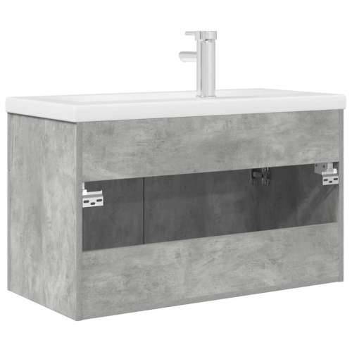 Kupaonski ormarić s ugrađenim Lavabo - Umivaonikom i slavinom - Beton siva 80 x 38.5 x 46 cm Sa slavinom 1 Cijena