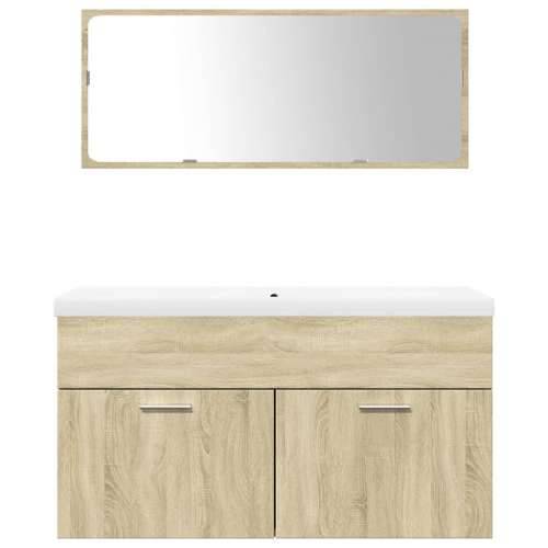 3-dijelni set kupaonskog namještaja boja hrasta sonome drveni - sonoma hrast 90 x 38.5 x 46 cm 1 Cijena