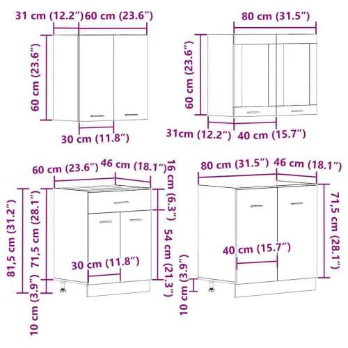 4-dijelni set kuhinjskih ormarića boja hrasta artisan drveni - artisian oak 1 Cijena