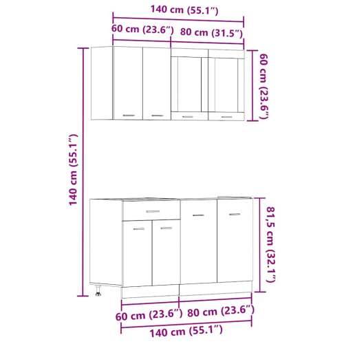 4-dijelni set kuhinjskih ormarića boja hrasta artisan drveni - artisian oak 1 Cijena