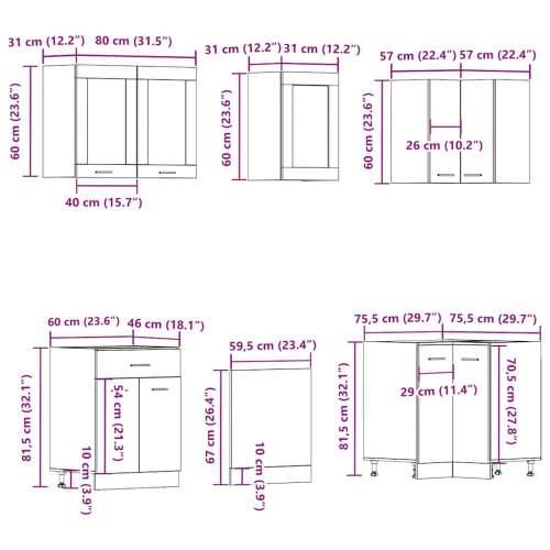 11-dijelni set kuhinjskih ormarića Artisan hrast - artisian oak 1 bez radne ploče Cijena