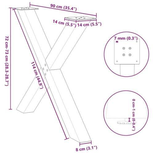 Noge za blagovaonski stol X-oblikovane 3 kom Bijele 90 x (72-73) cm Čelične - Bijela 90 x (72-73) cm (80 mm) 3 1 Cijena