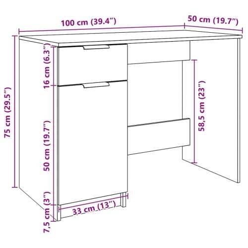Stol Artisan hrast 100x50x75 cm konstruirano drvo - hrast artisan Cijena