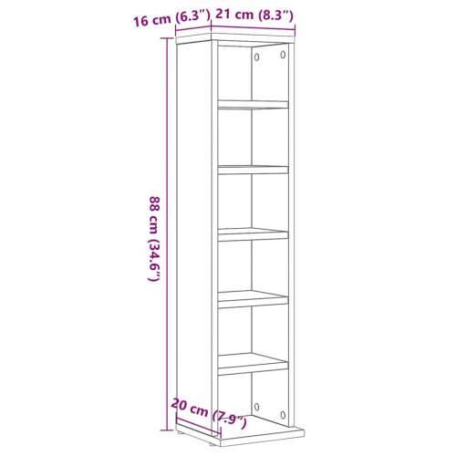 CD ormarić crni hrast 21x20x88 cm konstruirano drvo - Crni hrast 1 Cijena