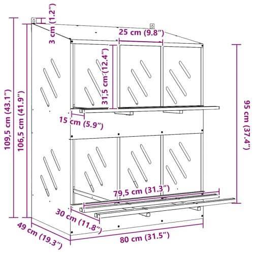 Kutija za gniježđenje za piliće s 6 odjeljka metala - Pocinčano srebro 80 x 79 x 109,5 cm Cijena