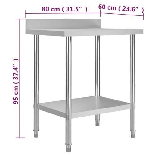 Kuhinjski radni stol 80 x 60 x 93 cm od nehrđajućeg čelika Cijena