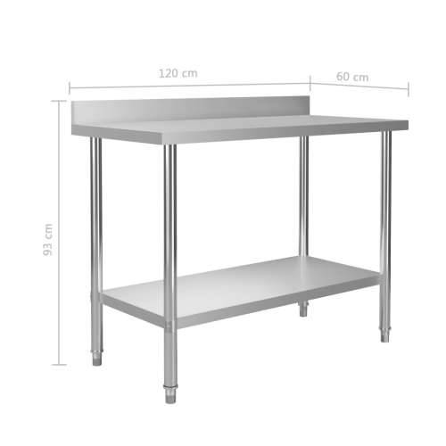 Kuhinjski radni stol 120 x 60 x 93 cm od nehrđajućeg čelika Cijena