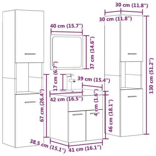 5-dijelni set kupaonskog namještaja siva boja betona drveni - Beton siva 30 x 30 x 130 cm 1 Cijena