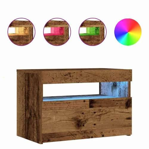 Noćni ormarić s LED svjetlima staro drvo 60x35x40 cm - Staro drvo 1 Cijena