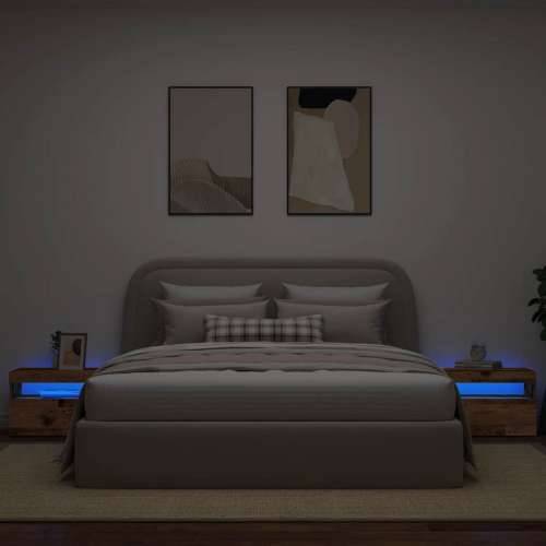 Noćni ormarić s LED svjetlima staro drvo 60x35x40 cm - Staro drvo 1 Cijena