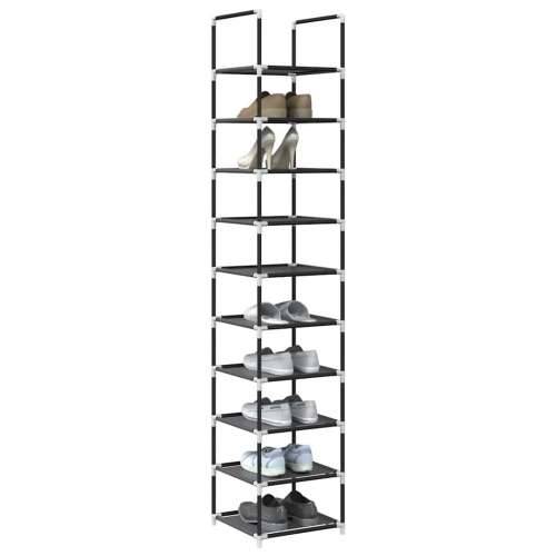 Stalak za cipele 10 razina crni 33x33x174 cm netkana tkanina - 1 Cijena