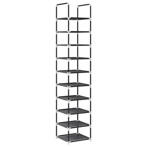 Stalak za cipele 10 razina crni 33x33x174 cm netkana tkanina - 1 Cijena