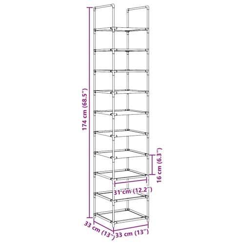 Stalak za cipele 10 razina crni 33x33x174 cm netkana tkanina - 1 Cijena