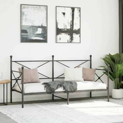 Dnevni krevet bez madraca crni 75x190 cm čelik - Crna 75 x 190 cm bez madraca na kotačićima Cijena
