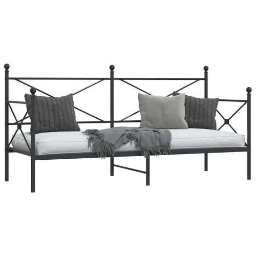 Dnevni krevet bez madraca crni 75x190 cm čelik - Crna 75 x 190 cm bez madraca na kotačićima Cijena