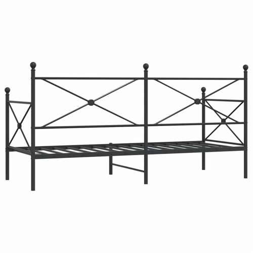 Dnevni krevet bez madraca crni 75x190 cm čelik - Crna 75 x 190 cm bez madraca na kotačićima Cijena