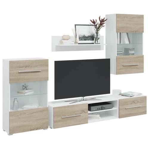 TV jedinice od 5 dijelova s LED rasvjetom od drva sonoma hrast Cijena