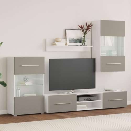 TV jedinice od 5 dijelova s LED rasvjetom Kameno sivo Cijena