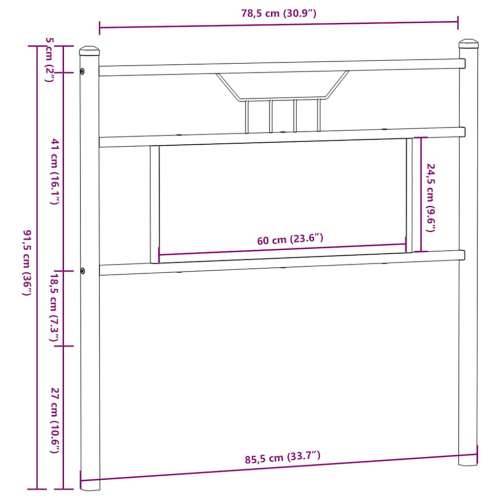 Uzglavlje boja hrasta sonome 80 cm konstruirano drvo i čelik - sonoma hrast 80 cm 1 Cijena