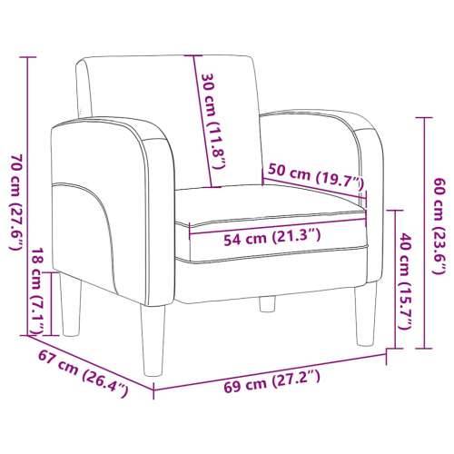 Sofa fotelja s naslonima za ruke siva 54 cm umjetna koža - Siva 1 Cijena