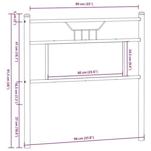 Uzglavlje boja hrasta sonome 90 cm konstruirano drvo i čelik - sonoma hrast 90 cm 1 Cijena