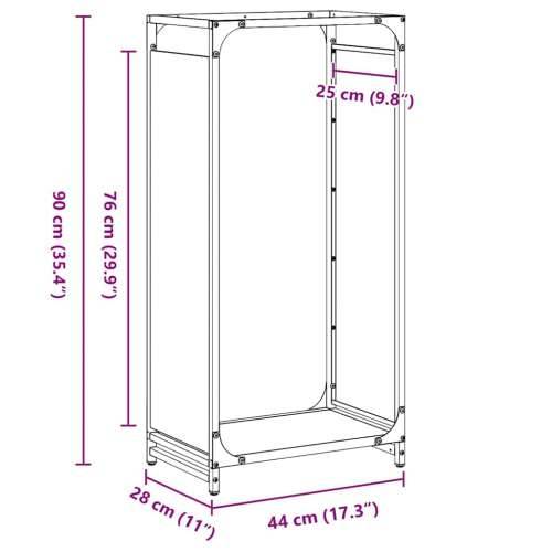Stalak za drva crni 44x28x90 cm hladno valjani čelik - Crna 44 x 28 x 90 cm Cijena