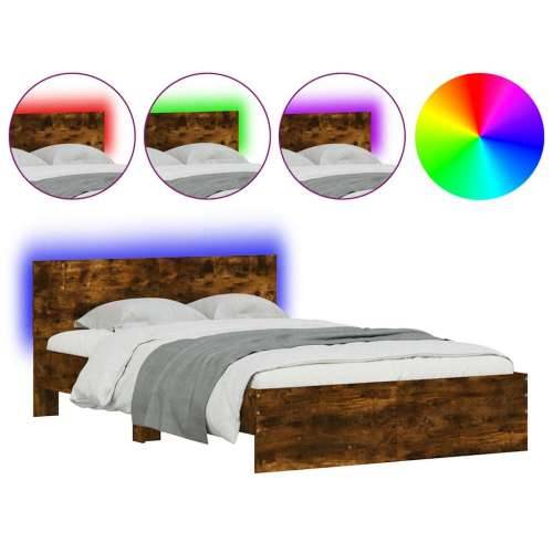 Okvir za krevet s uzglavljem i LED boja hrasta 120x200 cm - Dimljeni hrast 120 x 200 cm Cijena
